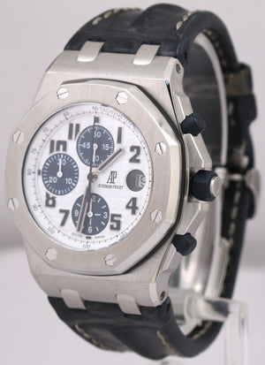 Audemars Piguet Royal Oak Offshore WHITE Blue Leather Chronograph Steel 26170ST