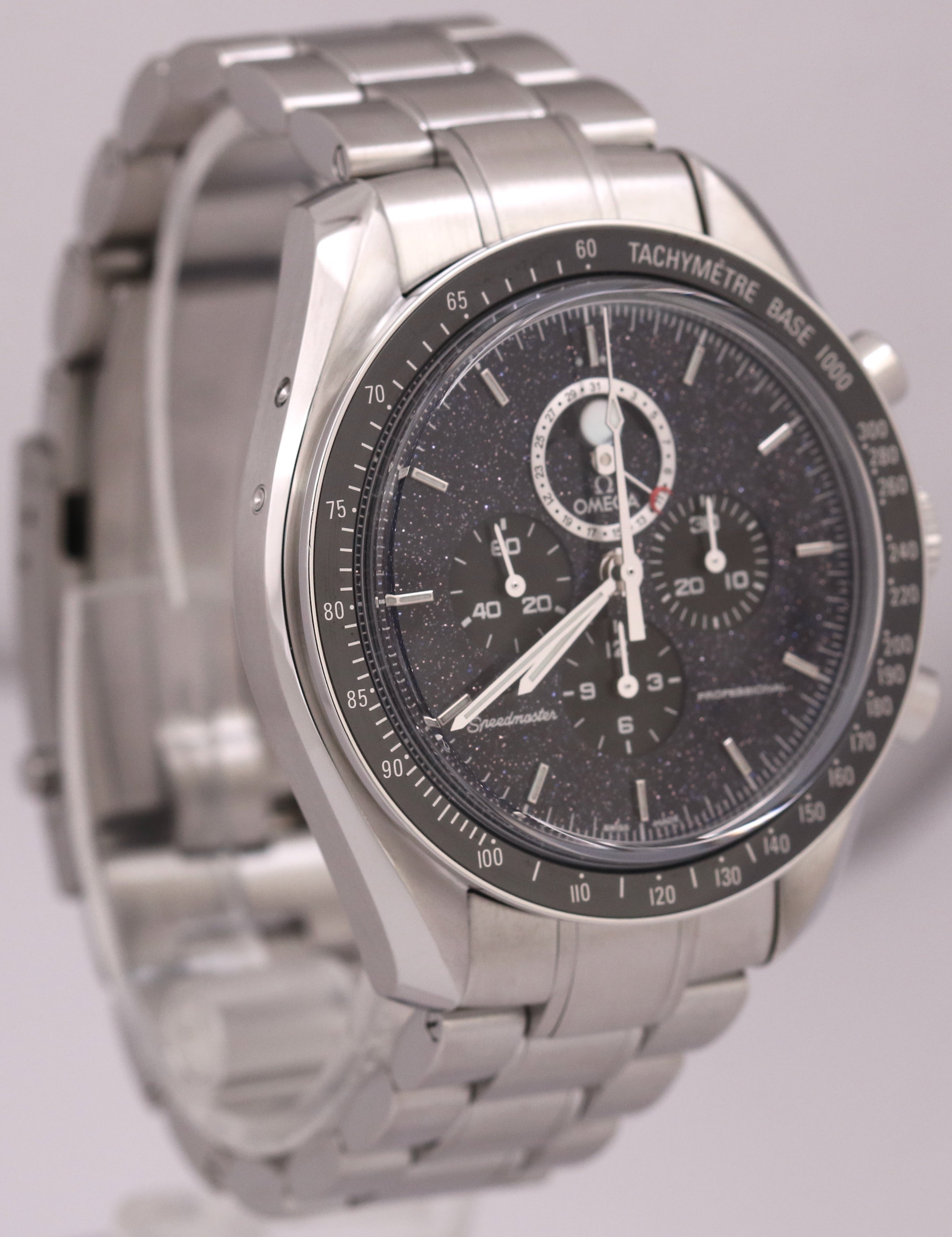 MINT Omega Speedmaster Moonphase AVENTURINE Steel 44.25mm 311.33.44.32.01.001