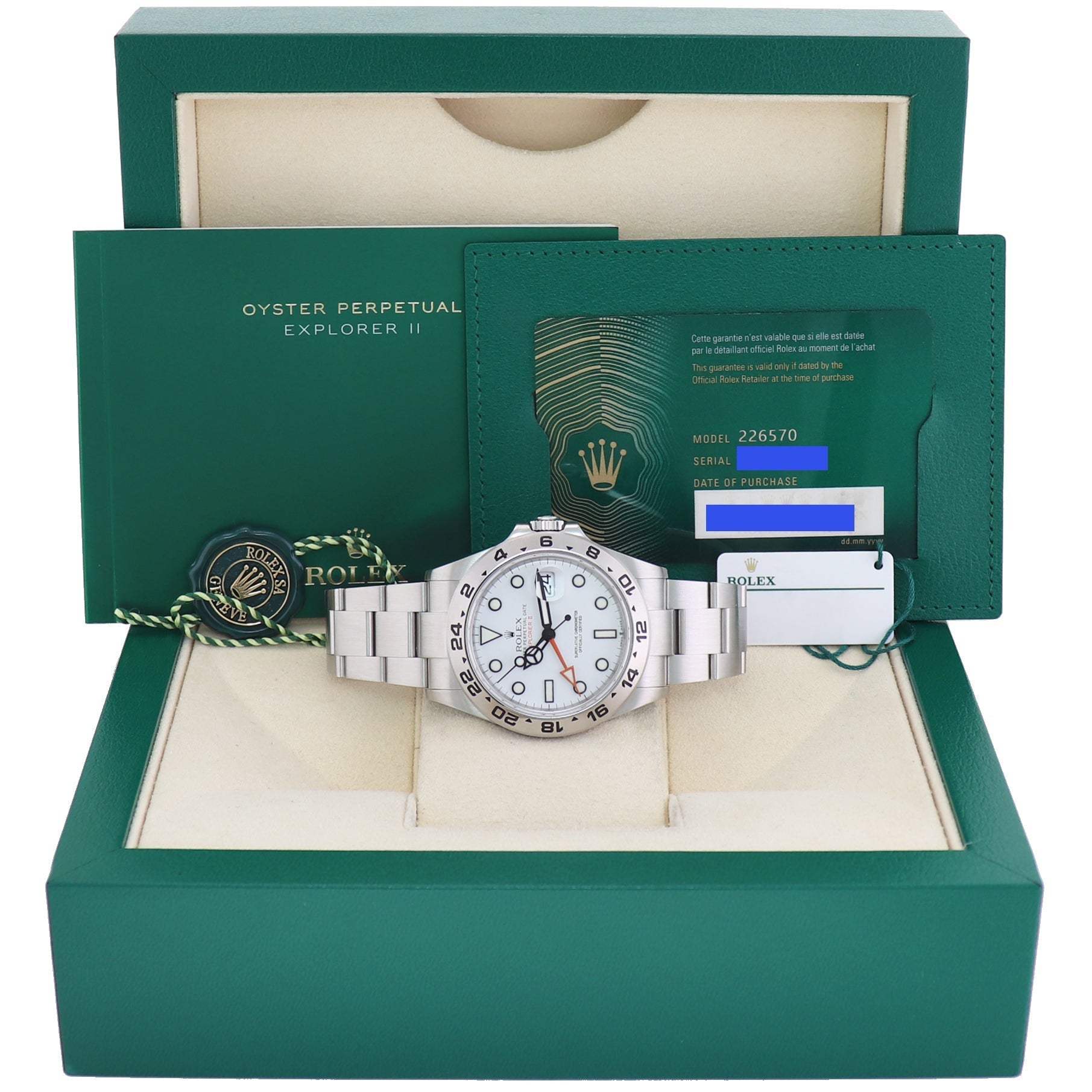 2022 NEW PAPERS Rolex Explorer II 42mm 226570 White Polar Steel Date Watch Box