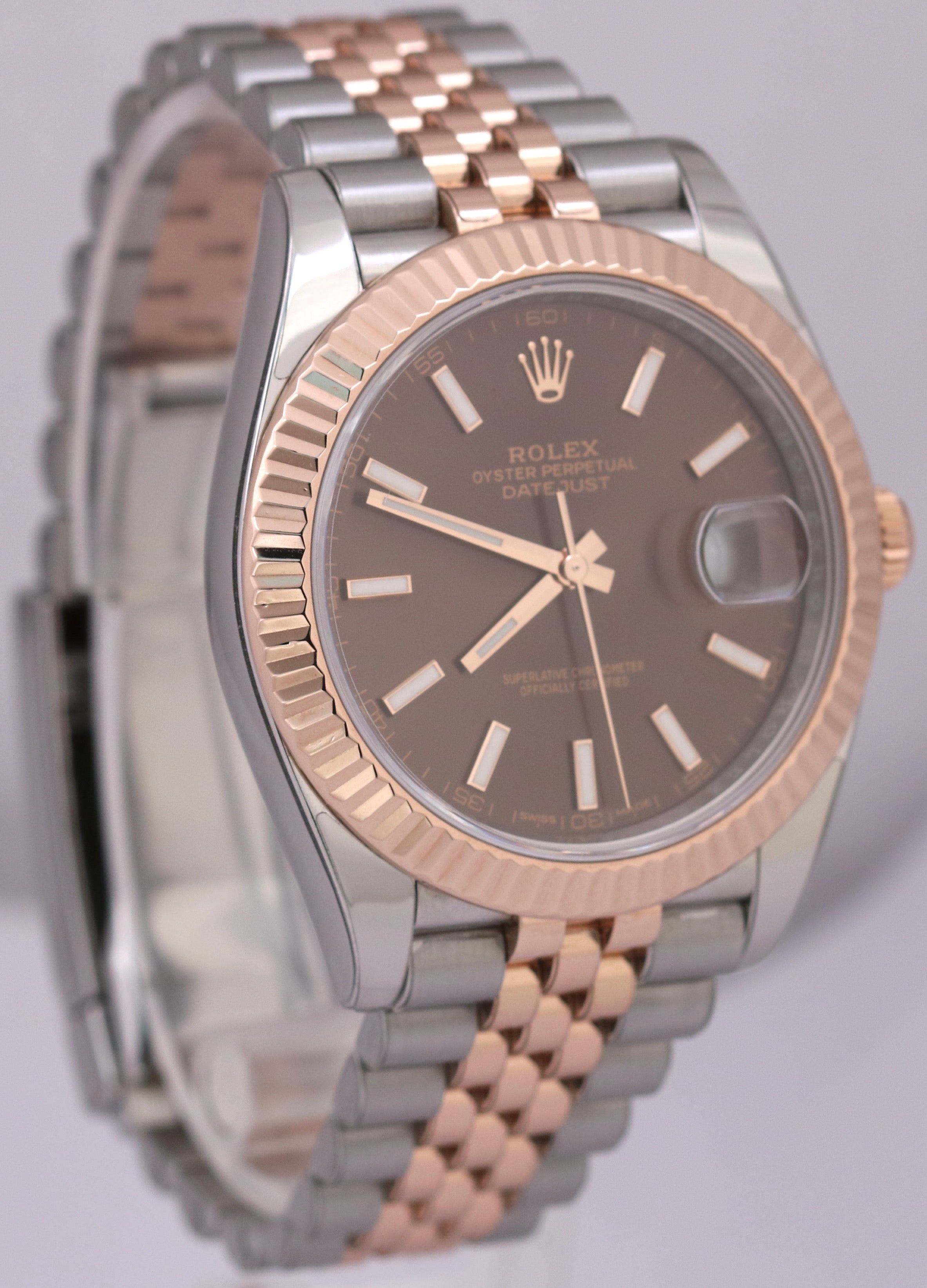 Rolex DateJust CHOCOLATE 18K Rose Gold Two-Tone Steel Brown JUBILEE 41mm 126331