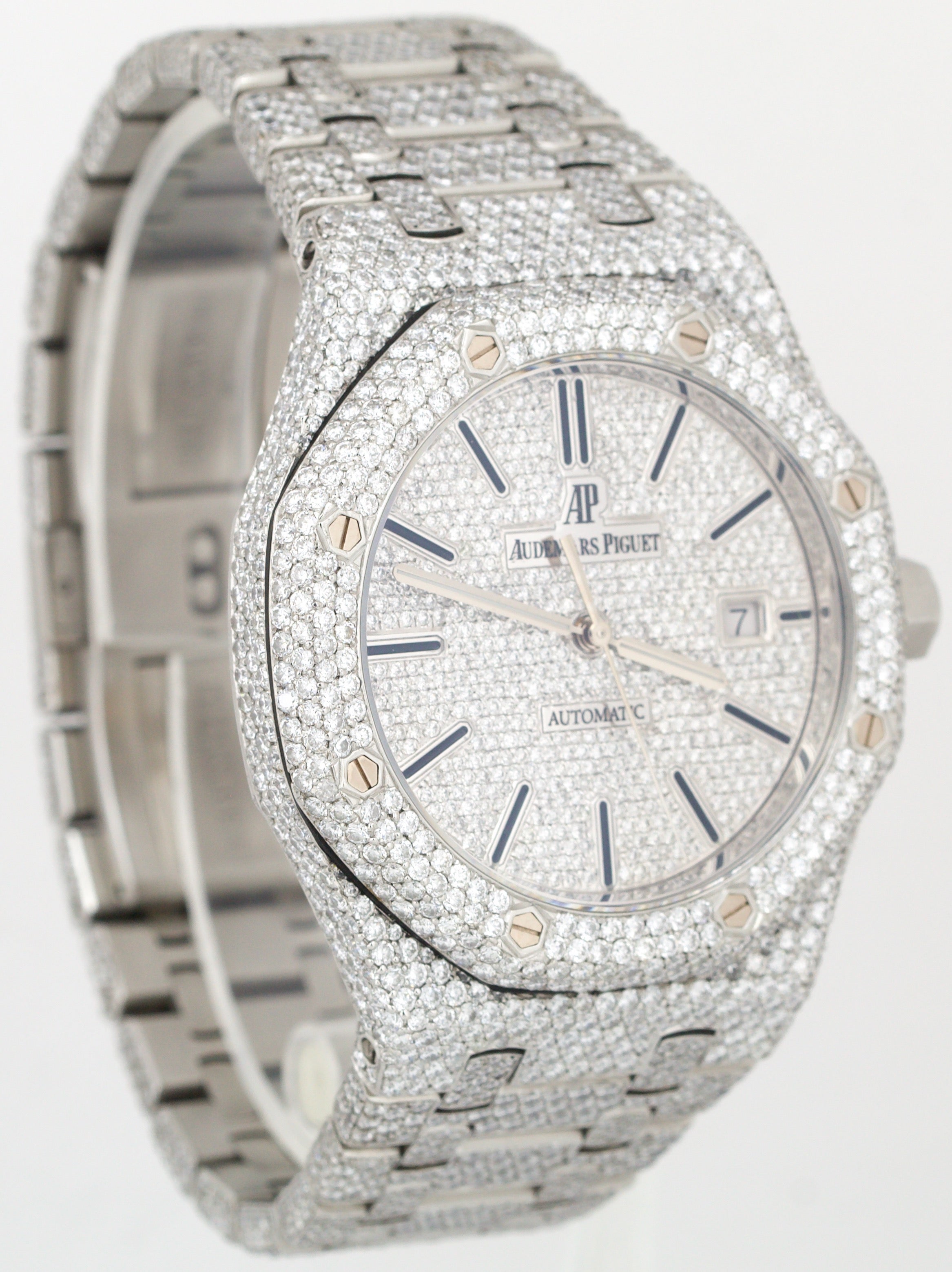 Audemars Piguet Royal Oak DIAMOND PAVE 41mm Stainless Steel Date Watch 15400ST