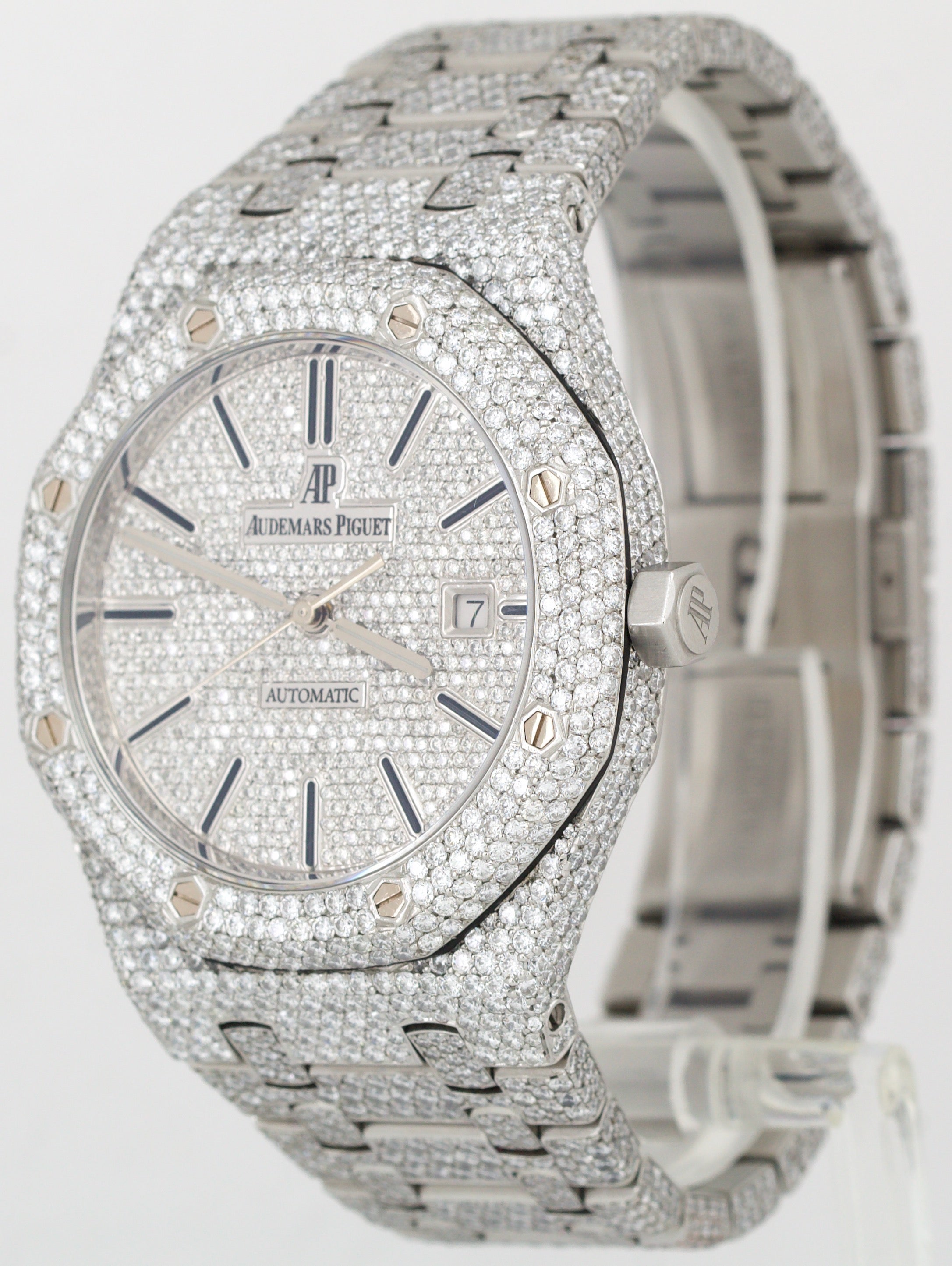 Audemars Piguet Royal Oak DIAMOND PAVE 41mm Stainless Steel Date Watch 15400ST