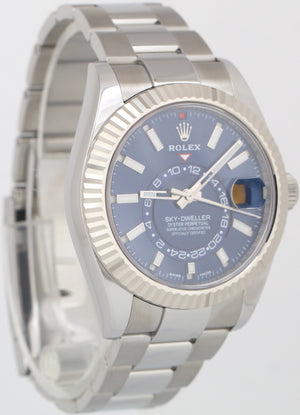 MINT PAPERS Rolex Sky-Dweller BLUE 18K Fluted 42mm Steel Oyster Watch 326934 BOX