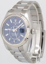 MINT PAPERS Rolex Sky-Dweller BLUE 18K Fluted 42mm Steel Oyster Watch 326934 BOX