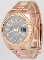 MINT 2021 PAPERS Rolex Sky-Dweller 18K Rose Gold Slate Rhodium 42mm 326935 BOX