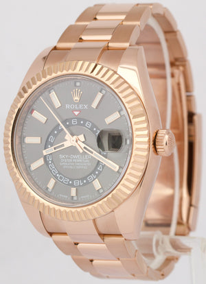 MINT 2021 PAPERS Rolex Sky-Dweller 18K Rose Gold Slate Rhodium 42mm 326935 BOX