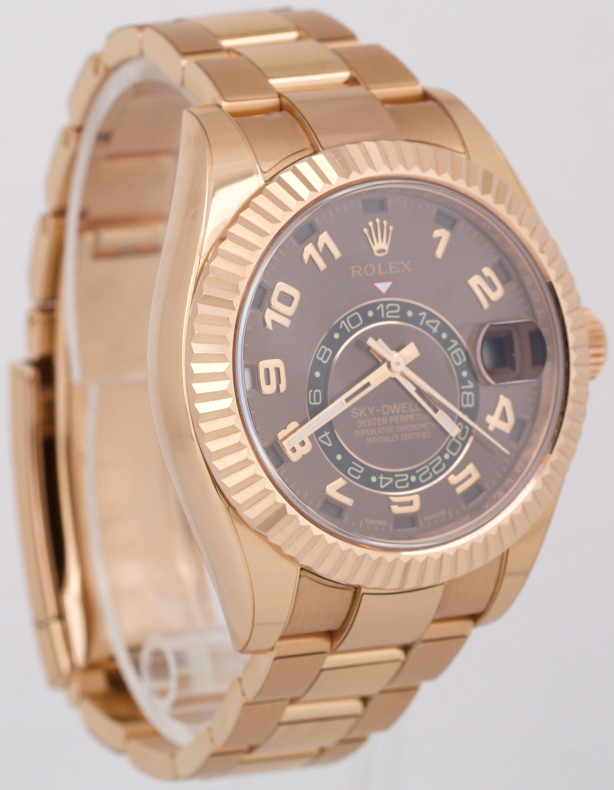 PAPERS Rolex Sky-Dweller CHOCOLATE ARABIC Brown 18K Rose Gold 42mm 326935 BOX