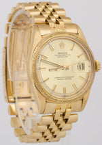 Rolex DateJust Champagne FLORENTINE 36mm 18K Yellow Gold JUBILEE 1611 Watch