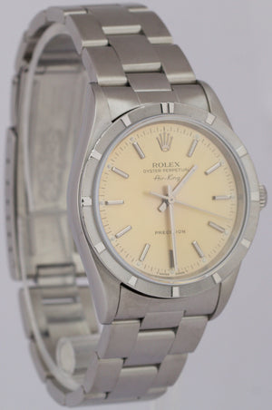 MINT Rolex Oyster Perpetual Air-King SALMON PATINA 14010 Steel NO-HOLES 34mm