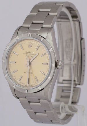 MINT Rolex Oyster Perpetual Air-King SALMON PATINA 14010 Steel NO-HOLES 34mm