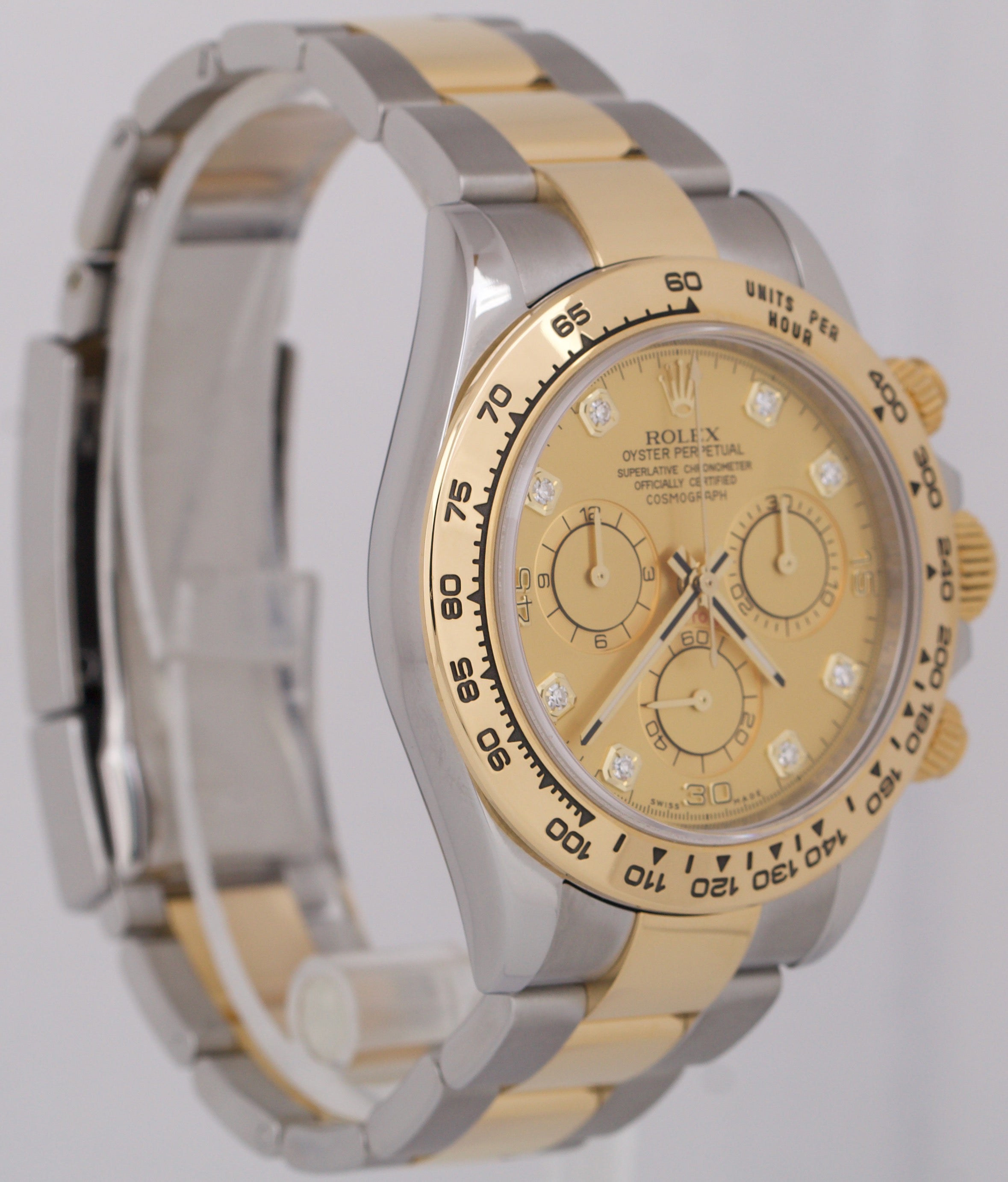 MINT Rolex Daytona Cosmograph 40mm CHAMPAGNE DIAMOND 18K Gold Steel 116503 BOX