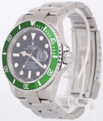 Rolex Submariner Date 40mm Kermit NO-HOLES Green Steel FLAT 4 Watch 16610 LV