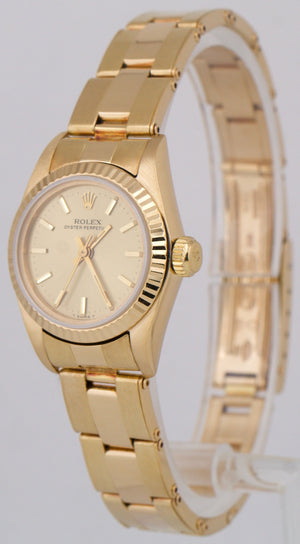 1985 Ladies Rolex Oyster Perpetual 26mm CHAMPAGNE 18K Yellow Gold Fluted 67198