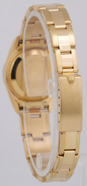 1985 Ladies Rolex Oyster Perpetual 26mm CHAMPAGNE 18K Yellow Gold Fluted 67198