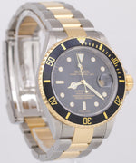 PAPERS Rolex Submariner Date 40mm BLACK 18K Gold NO-HOLES Steel REHAUT 16613 BOX