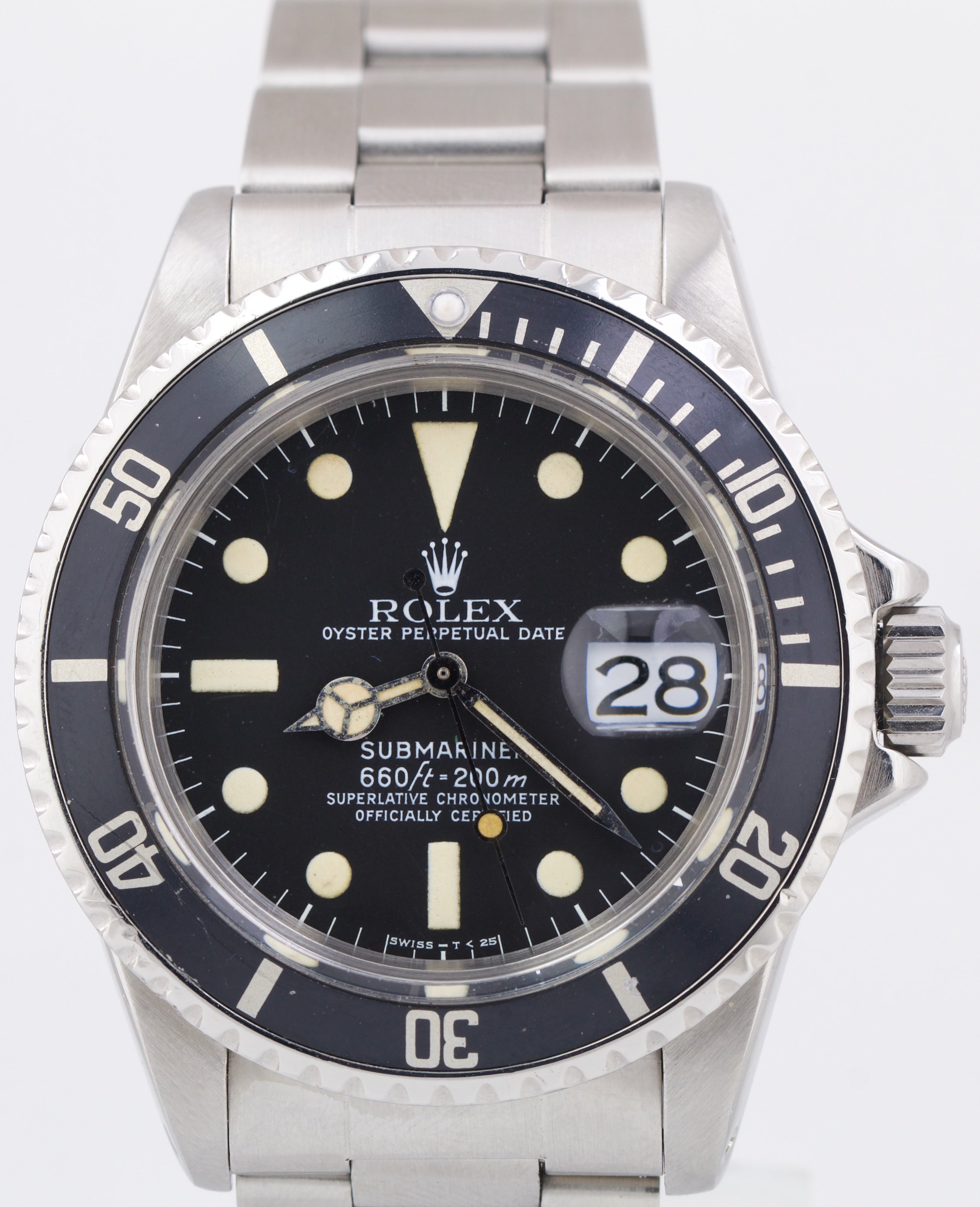 1974 Rolex Submariner Date PATINA Black 40mm Stainless Steel Oyster 1680 Watch