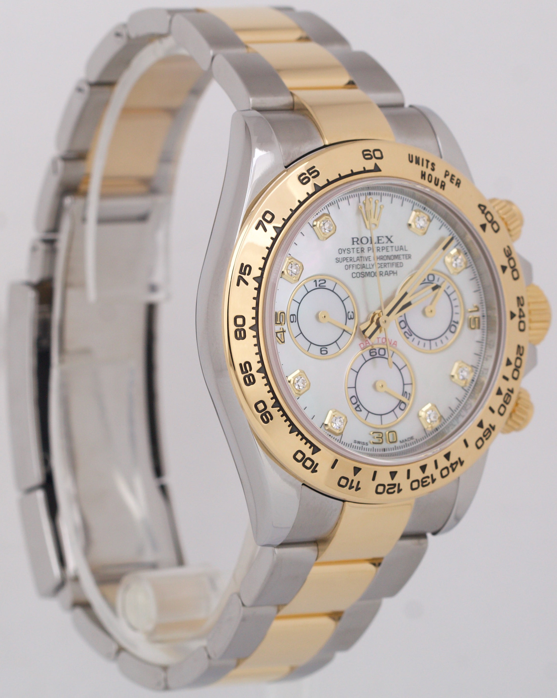 MINT Rolex Daytona Cosmograph FACTORY MOP DIAMOND 40mm 18K Gold Steel 116503