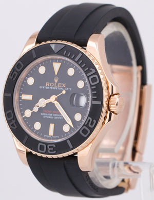 MINT Rolex Yacht-Master 18k Rose Gold Oysterflex Rubber Black 37mm 268655 Watch