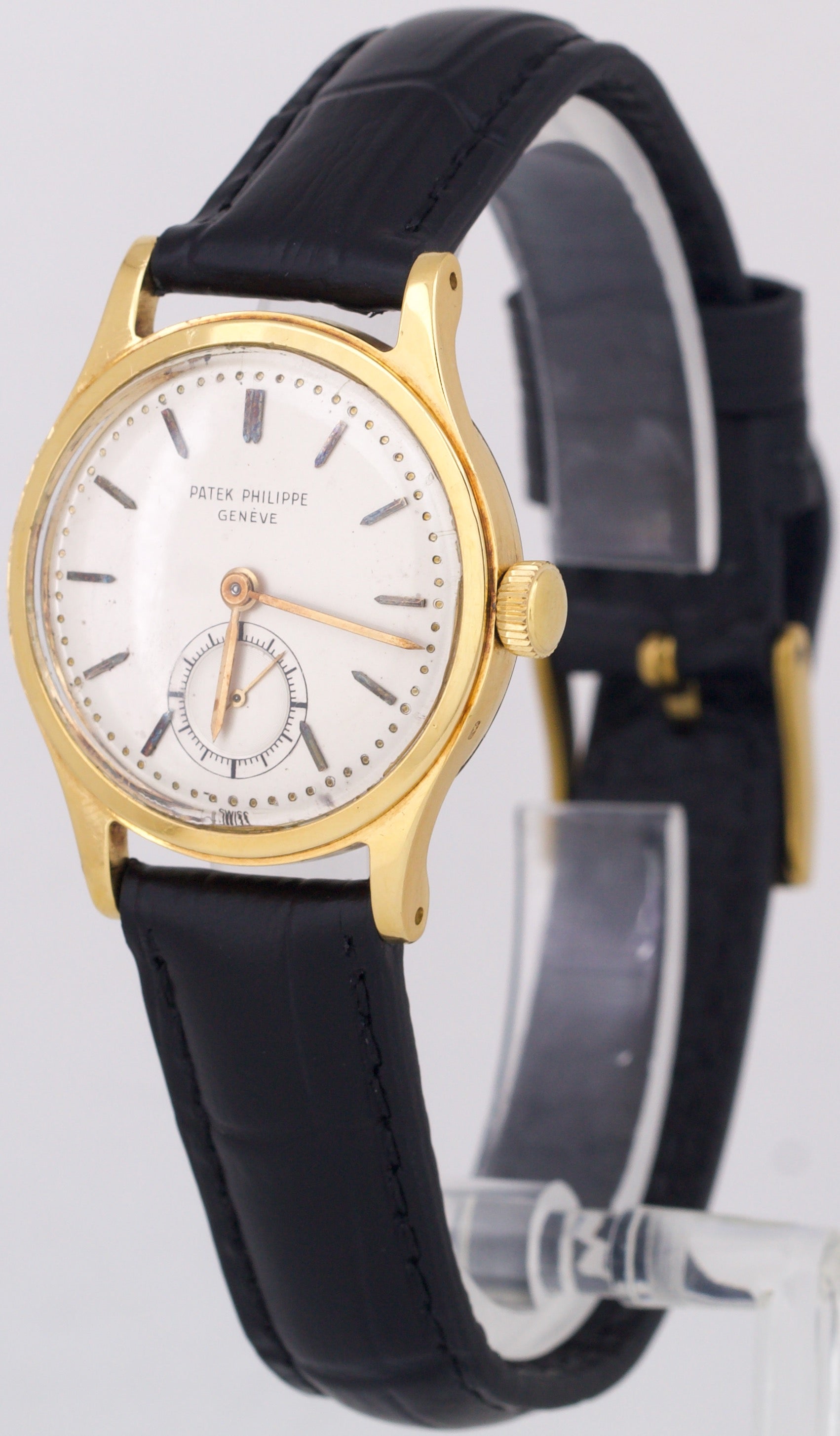 Patek Philippe Calatrava JUMBO 2481 Silver 18K Yellow Gold Manual Leather 37mm