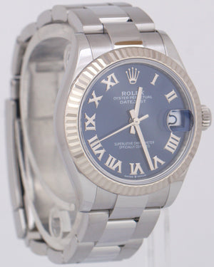 MINT Ladies Rolex DateJust BLUE ROMAN 18K White Gold 31mm Oyster 178274 Watch