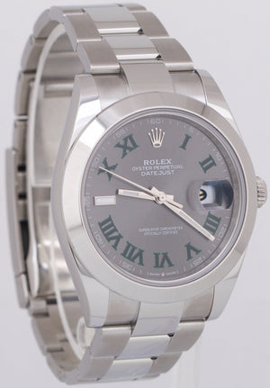 NEW SEPTEMBER 2024 PAPERS Rolex DateJust 41mm WIMBLEDON Roman Steel 126300 BOX