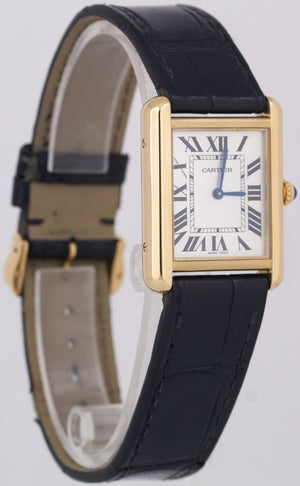 Cartier Lady Tank Solo 18K Yellow Gold SILVER Quartz 31mm x 24mm 3168 Watch