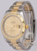 2021 PAPERS Rolex DateJust 41 CHAMPAGNE DIAMOND 18K Gold Oyster 41mm 126333 BOX