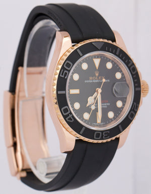 MINT Rolex Yacht-Master 18K Rose Gold Black Oysterflex Rubber 40mm Watch 116655