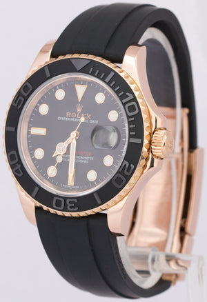 MINT Rolex Yacht-Master 18K Rose Gold Black Oysterflex Rubber 40mm Watch 116655