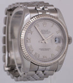 PAPERS Rolex DateJust 36mm SILVER ROMAN Stainless Steel 18K 116234 Watch BOX