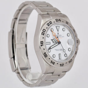 PAPERS Rolex Explorer II 42mm 216570 POLAR WHITE Orange Steel GMT Date Watch BOX