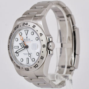 PAPERS Rolex Explorer II 42mm 216570 POLAR WHITE Orange Steel GMT Date Watch BOX