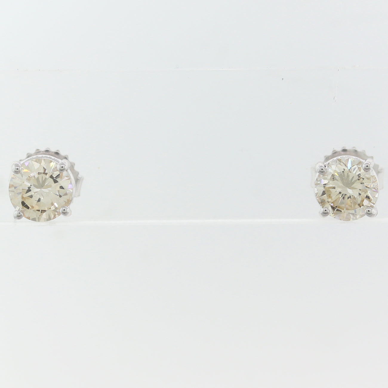 Modern 14k White Gold 2.01ctw Diamond Stud Earrings