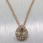 GIA Pear Brilliant Cut 1ct Yellow/I1 Diamond 14k Rose Gold 1.30ctw 26" Necklace