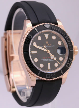 MINT 2022 Rolex Yacht-Master 18K Everose Gold Oysterflex Black 40mm 126655 BOX