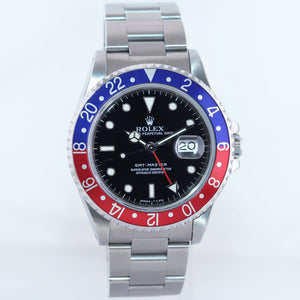 MINT Rolex GMT-Master Pepsi Blue Red Tritium Steel 16700 Watch Oyster Box