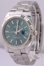 UNWORN SEPT 2024 PAPERS Rolex DateJust 41mm GREEN 18K Fluted Oyster 126334 BOX