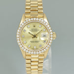 FACTORY DIAMOND Ladies Rolex President 26mm 69138 Yellow Gold Diamond Watch Box