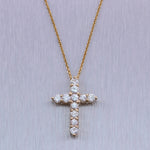 Modern 14k Yellow Gold 1.33ctw Diamond Cross 20" Necklace