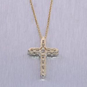 Modern 14k Yellow Gold 1.33ctw Diamond Cross 20" Necklace