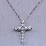 Modern 14k White Gold 1.33ctw Diamond Cross 20" Necklace