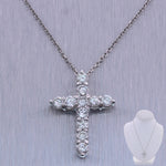 Modern 14k White Gold 1.33ctw Diamond Cross 20" Necklace