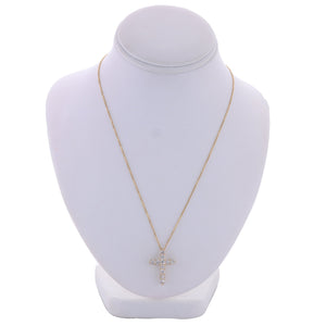 Modern 14k Yellow Gold 1.33ctw Diamond Cross 20" Necklace