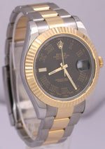 MINT Rolex Datejust II 2 BLACK ROMAN Two-Tone 18K Gold Oyster Steel 41mm 116333