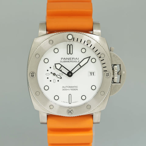 2023 NEW PAPERS Panerai PAM01226 Luminor Orange Submersible White Steel Watch