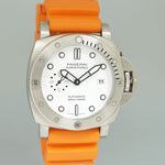 2023 NEW PAPERS Panerai PAM01226 Luminor Orange Submersible White Steel Watch