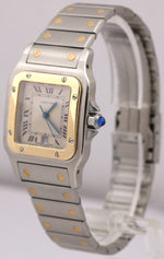 MINT Ladies Cartier Santos 29mm Patina Roman 18K Yellow Gold Steel Quartz 187901