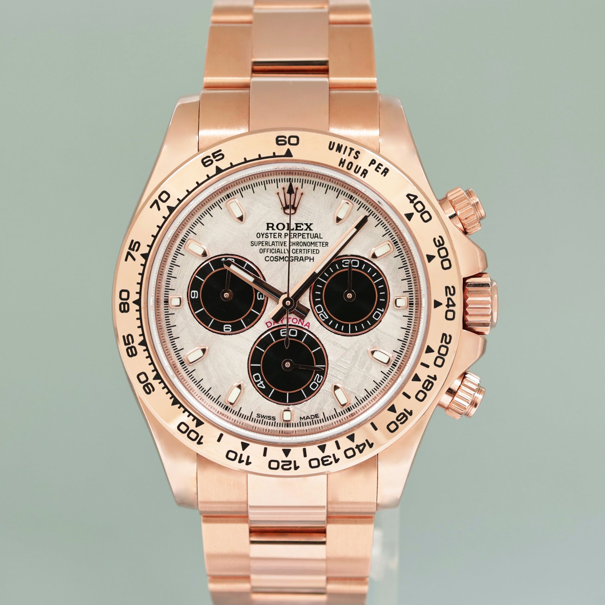 PAPERS MINT Rolex Daytona Cosmograph 18k Rose Gold Meteorite 116505 Watch