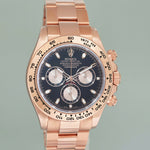 PAPERS MINT Rolex Daytona Cosmograph 18k Rose Gold Black Dial 116505 Watch
