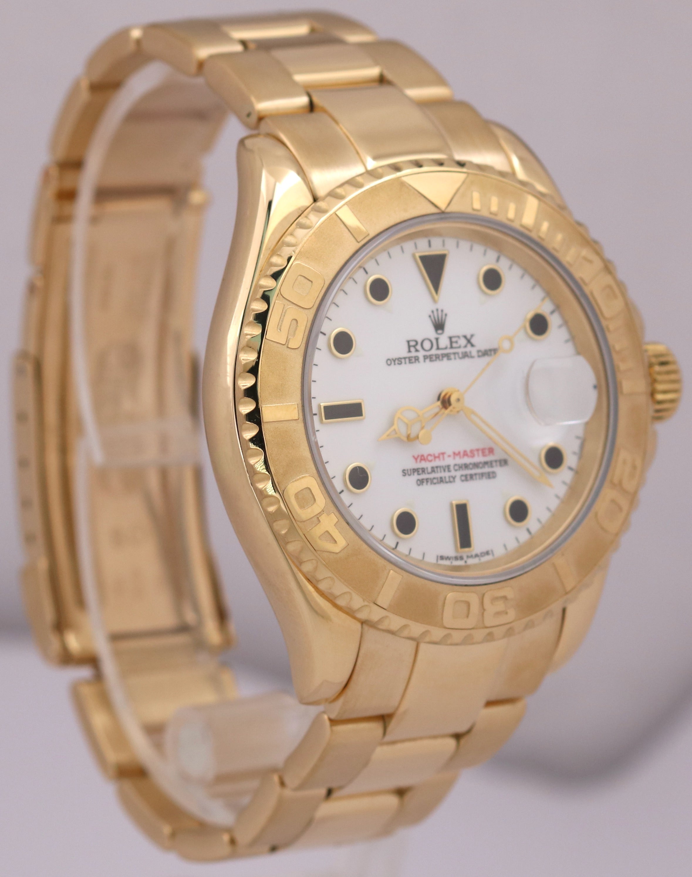 Rolex Yacht-Master 40 YM1 WHITE 18K Yellow Gold 40mm NO-HOLES Oyster 16628 Watch